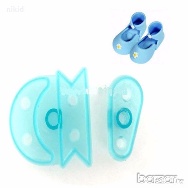 Буйки буйка обувка пантофка 2 части сет пластмасови  резци форма лот за торта украса фондан резец , снимка 1