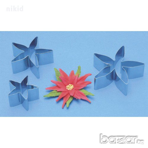 3 бр метални резци за Коледна звезда  Понсетия направа цвете украса декорация торта шоколад фондан, снимка 1