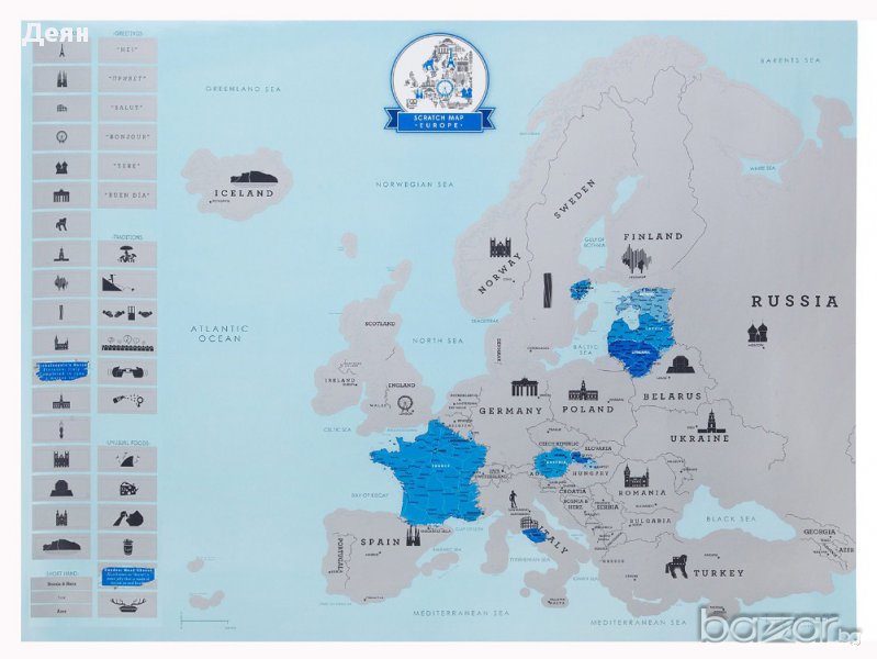 1203 Скреч карта на Европа, снимка 1