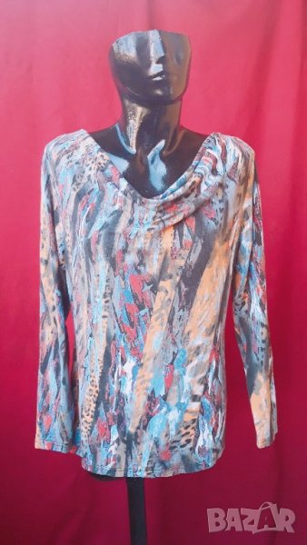 Цветна еластична блуза с дълъг ръкав ХЛ, снимка 1