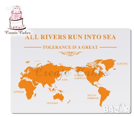 Голяма Географска карта шаблон стенсил спрей за торта украса кекс декорация с пудра захар