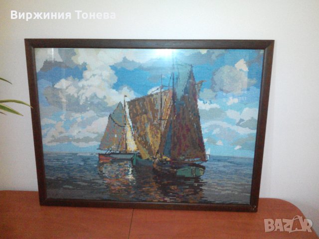 Вилеров гоблен "НА ПРИСТАН", снимка 4 - Гоблени - 24206601