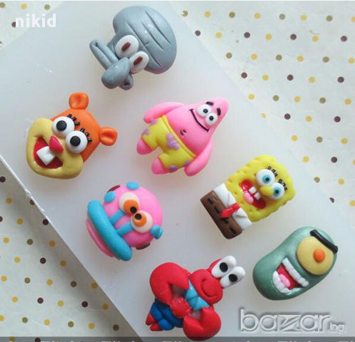 спондж боб спонджбоб SPONGE SpongeBob силиконов молд формаза украса декор торта фондан мъфини и др.
