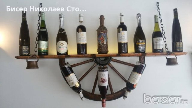 Рафт-етажерка за вино от колело на каруца!, снимка 6 - Декорация за дома - 20488978