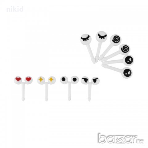 10 бр забавни клечки топери очи очички за забождане на хапки мъфини плодове вилички забава за децата, снимка 2 - Аксесоари за кухня - 21244066