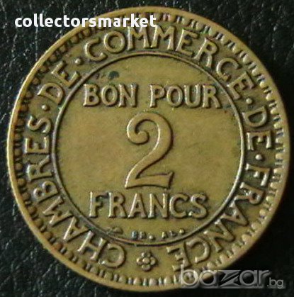 2 франка 1922, Франция, снимка 2 - Нумизматика и бонистика - 11703441