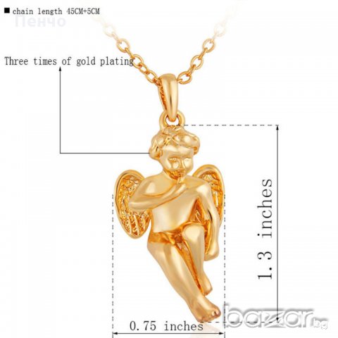 Позлатено колие висулка херовим, бижутерия, синджир ангел с крила любовник Свети Валентин подарък, снимка 6 - Колиета, медальони, синджири - 20602679