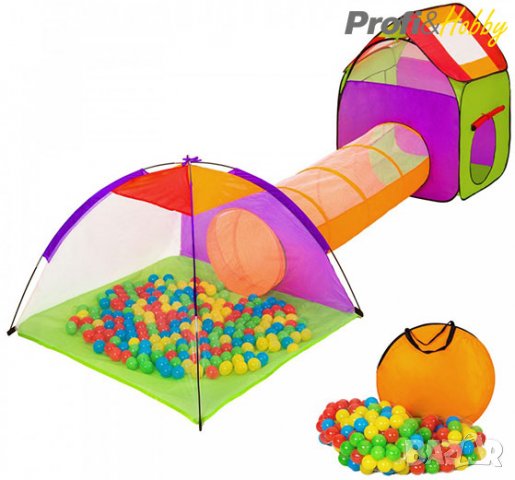 Детска палатка с тунел и 200 топки