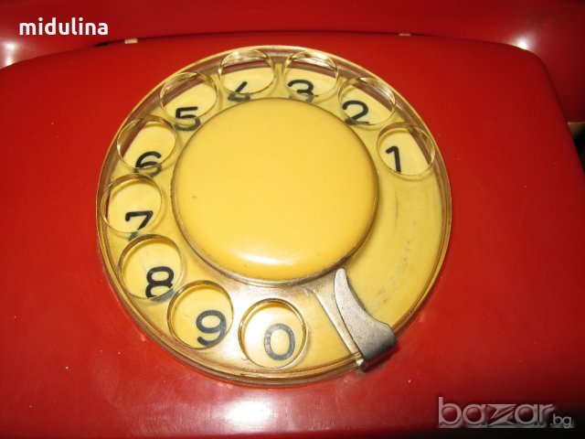 Аналогов телефон червен, снимка 2 - Антикварни и старинни предмети - 18350897