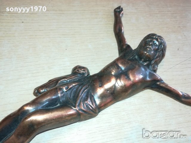 ретро колекция-христос-мед/месинг-внос швеицария-36х24см, снимка 2 - Антикварни и старинни предмети - 21104999