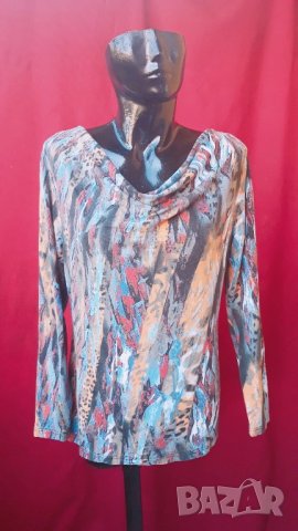 Цветна еластична блуза с дълъг ръкав ХЛ, снимка 1