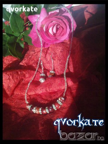 Колие и обеци червен ахат