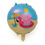 Пепа Пиг peppa pig с фламинго кръгъл фолио фолиев балон хелий и въздух парти рожден ден, снимка 1 - Други - 26190970