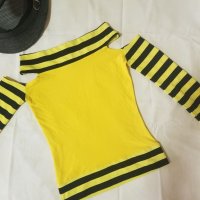 Блузка в черно и жълто , снимка 2 - Блузи с дълъг ръкав и пуловери - 25744290