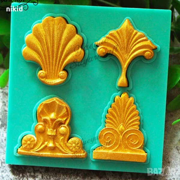 4 мотива силиконов молд форма декорация украса фондан торта мъфини и др, снимка 1