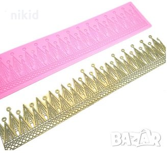 Остри Върхове Корона Дантелена подложка дантела борд силиконов молд форма украса торта с гъмпейст, снимка 1