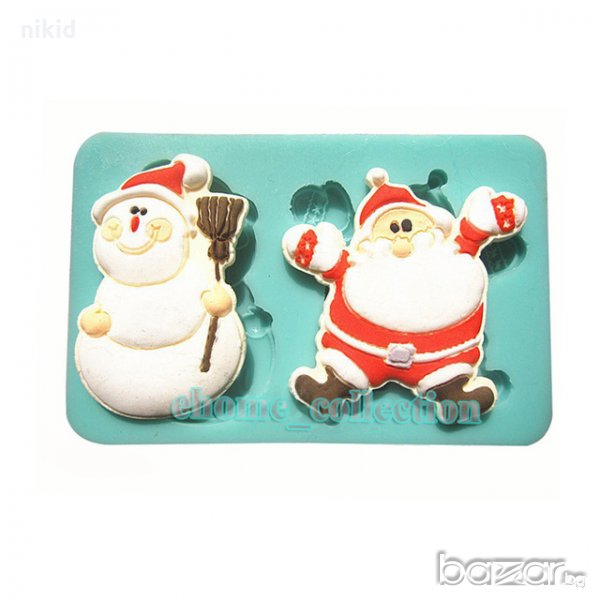 Снежко Снежен човек и Дядо Коледа силиконов молд форма за украса декор торта фондан шоколад, снимка 1