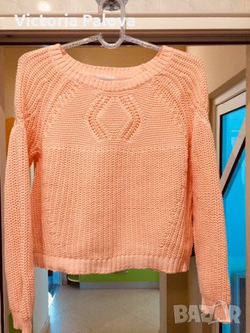 Прекрасна блуза-кроп кайсиев цвят, снимка 6 - Блузи с дълъг ръкав и пуловери - 24165612