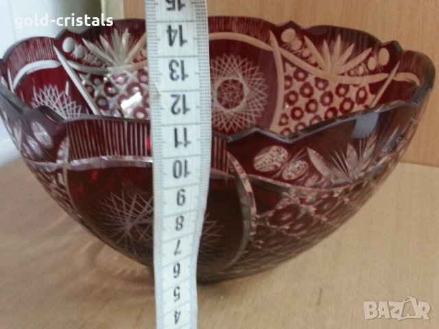  кристална купа цветен червен кристал, снимка 9 - Антикварни и старинни предмети - 25655524