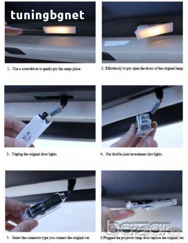  Лого проектор на мястото на плафона на вратата - VW правоъгълен, снимка 3 - Аксесоари и консумативи - 12524402