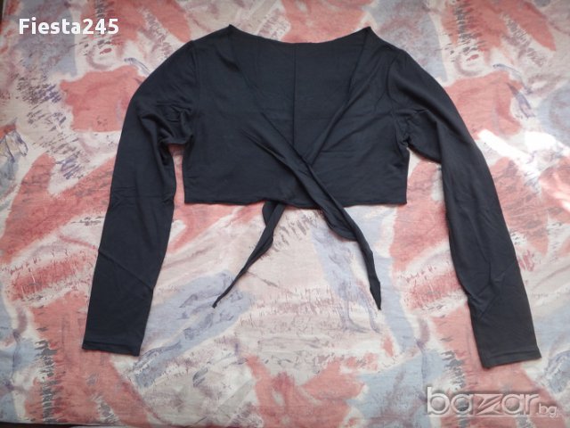 Къса кафява блузка (ръкави) Кроп топ - Crop top, снимка 4 - Жилетки - 11047940