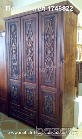 Троен гардероб с дърворезба, снимка 2 - Гардероби - 20743028