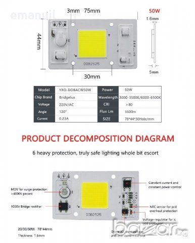 НОВИ МОДЕЛИ ЦЕНИ LED COB 5-150W вграден драйвер 220V и димиращи, снимка 3 - Лед осветление - 14778752