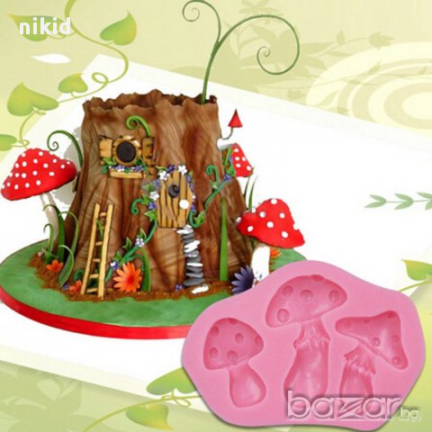 3 гъби гъбки гъба печурка силиконов молд форма украса декорация фондан торта глина шоколад и др