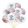 Обикновен надуваем латекс латексов балон бял с надпис Mr Mrs за сватба хелий или газ, снимка 1 - Други - 22535180