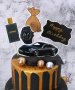 5 бр Автомобил парфюм часовник пари Happy Birthday топер топери картон декор украса за торта рожден 