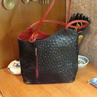  Италианска чанта щраусова кожа, снимка 2 - Чанти - 24403975