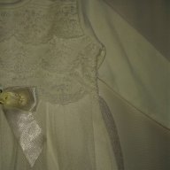 Детска бяла рокля с тюл, дантела и памучна подплата, с лента за глава, снимка 4 - Бебешки рокли - 9642964