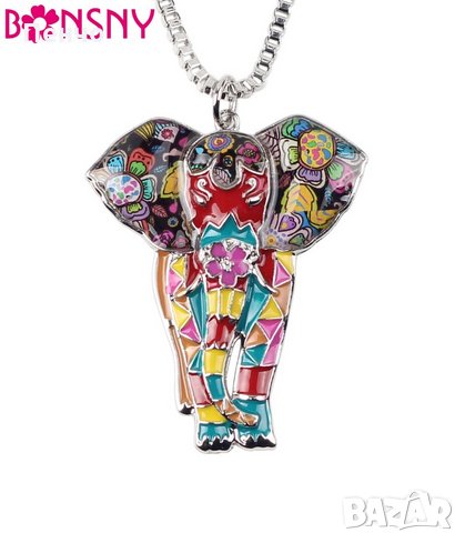 Медальон декоративен Слон слонче Колие верижка Верига Мода Нова Бижута ланец ланче, снимка 1