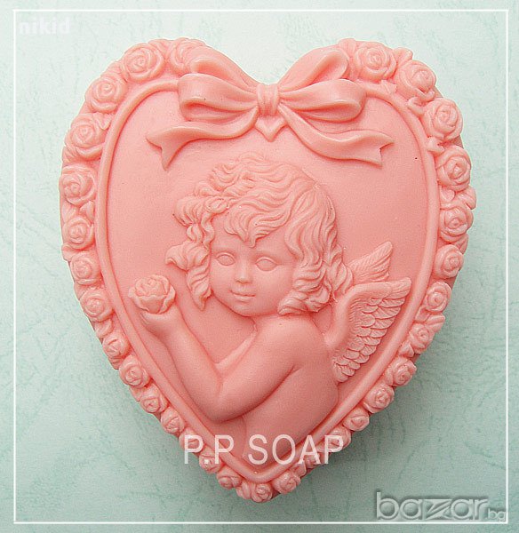 ангелче момиче с роза силиконов молд форма кръщене украса мъфин фондан торта сапун гипс шоколад и др, снимка 1