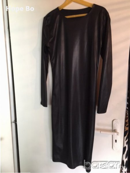 Рокля кожен ефект+подарък колие, снимка 1