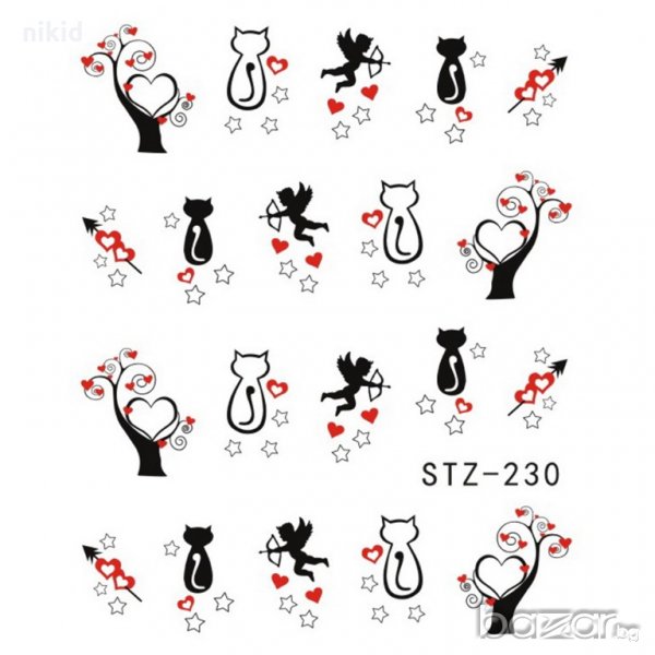 STZ-230 купидон коте слайдер ваденки водни стикери за нокти маникюр, снимка 1