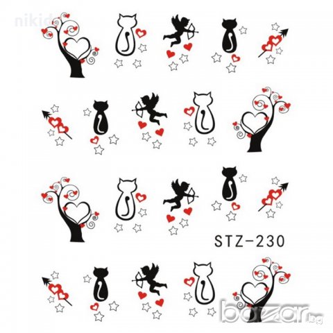 STZ-230 купидон коте слайдер ваденки водни стикери за нокти маникюр