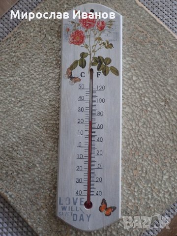 " Рози " - дървен ретро термометър, снимка 2 - Декорация за дома - 22259923