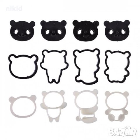 Сет Панда 4 разглобяващи пластмасови форми резци форма резец за сладки бисквитки тесто фондан, снимка 2 - Форми - 21545084