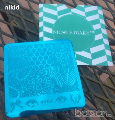 квадратен Шаблон за щампа печати за нокти плочка оригинал NICOLE DIARY - 102, снимка 2 - Продукти за маникюр - 18955693