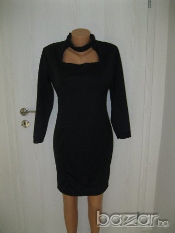 Нова черна плътна рокля с дълъг ръкав, снимка 3 - Рокли - 19219861