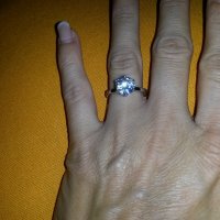 Сребърен пръстен тип годежен, снимка 4 - Пръстени - 19213061