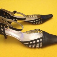 41 San Marina черни луксозни италиански обувки естествена кожа с ток, снимка 8 - Дамски обувки на ток - 20867001