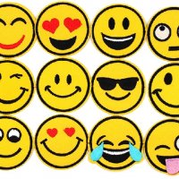 12 или 13 бр Емоджи емотикон The Emoji емблема апликация за дреха дрехи самозалепваща се еможи, снимка 1 - Други - 23132338