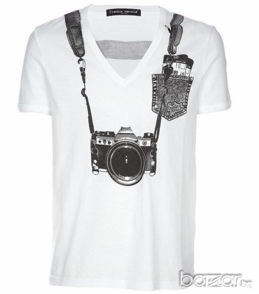 FRANKIE MORELLO WHITE CAMERA PRINT Мъжка Тениска size S, снимка 1