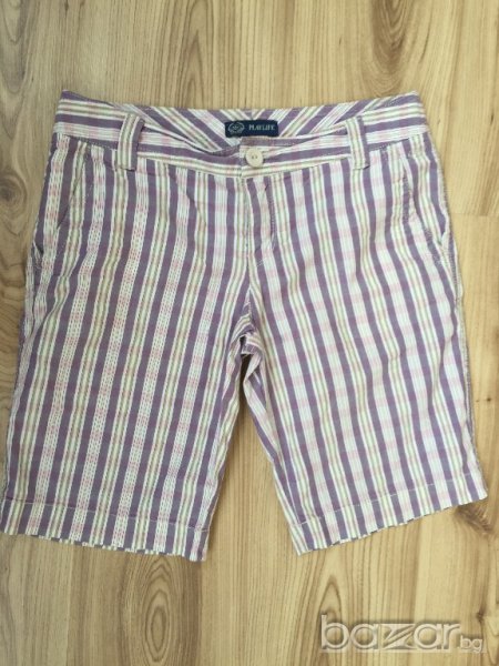 Дамски бермуди PLAYLIFE, карирани, оригинални, размер 40, 100% памук, много запазени., снимка 1