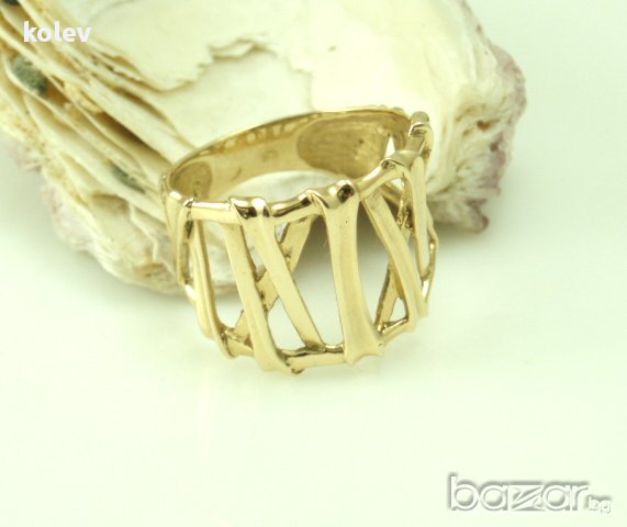 Златен пръстен - мрежа - 5.05 грама/размер №59, снимка 1