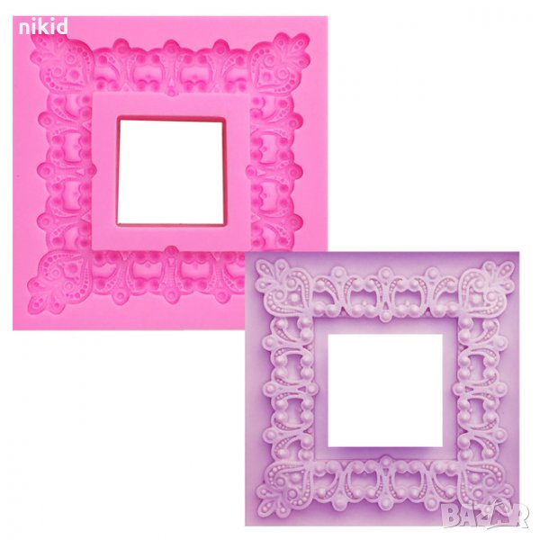 Голяма квадратна орнаментна рамка силиконов молд за фондан украса торта декорация шоколад гипс, снимка 1