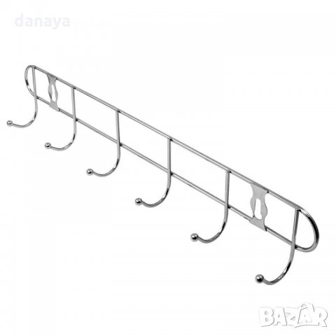 765 Метална закачалка за стена инокс 6 куки за закачане 33см дължина, снимка 4 - Закачалки - 24318289