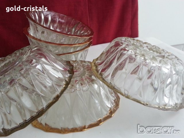 кристални купички с златен кант, снимка 11 - Антикварни и старинни предмети - 20416901